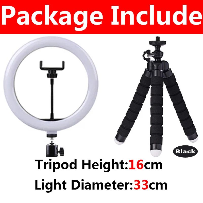1633cm LED Ring Light With Flexible Tripod Phone Holder For Selfies Live Streaming And Video Calls 14