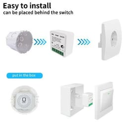 tuya 16a wifi smart switch module for smart life, 2-way diy relay with timer, voice control