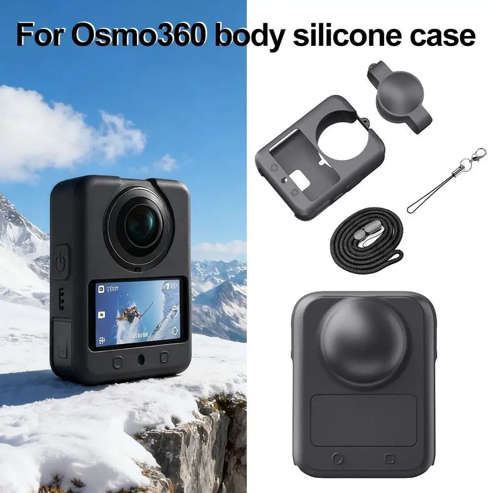 DJI Osmo 360 Silicone Case With Lens Cap Wrist Strap Soft Shockproof Camera Case For Scratch Dro 0
