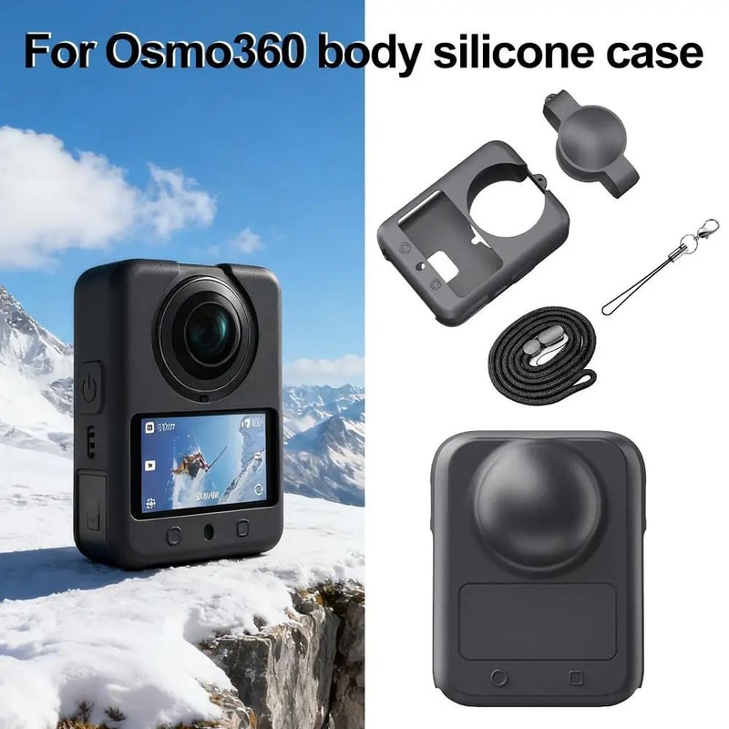 DJI Osmo 360 Silicone Case With Lens Cap Wrist Strap Soft Shockproof Camera Case For Scratch Dro 0