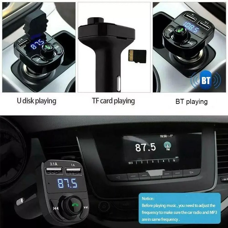 Bluetooth 50 Bluetooth FM Transmitter Car Charger Adapter With Hands Free Calling And Fast Charging 2