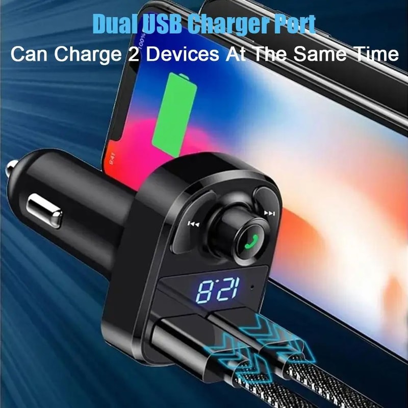 Bluetooth 50 Bluetooth FM Transmitter Car Charger Adapter With Hands Free Calling And Fast Charging 3