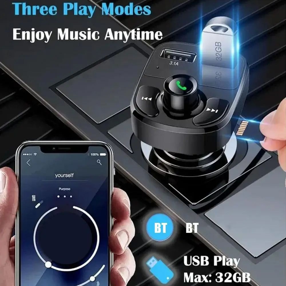 Bluetooth 50 Bluetooth FM Transmitter Car Charger Adapter With Hands Free Calling And Fast Charging 4