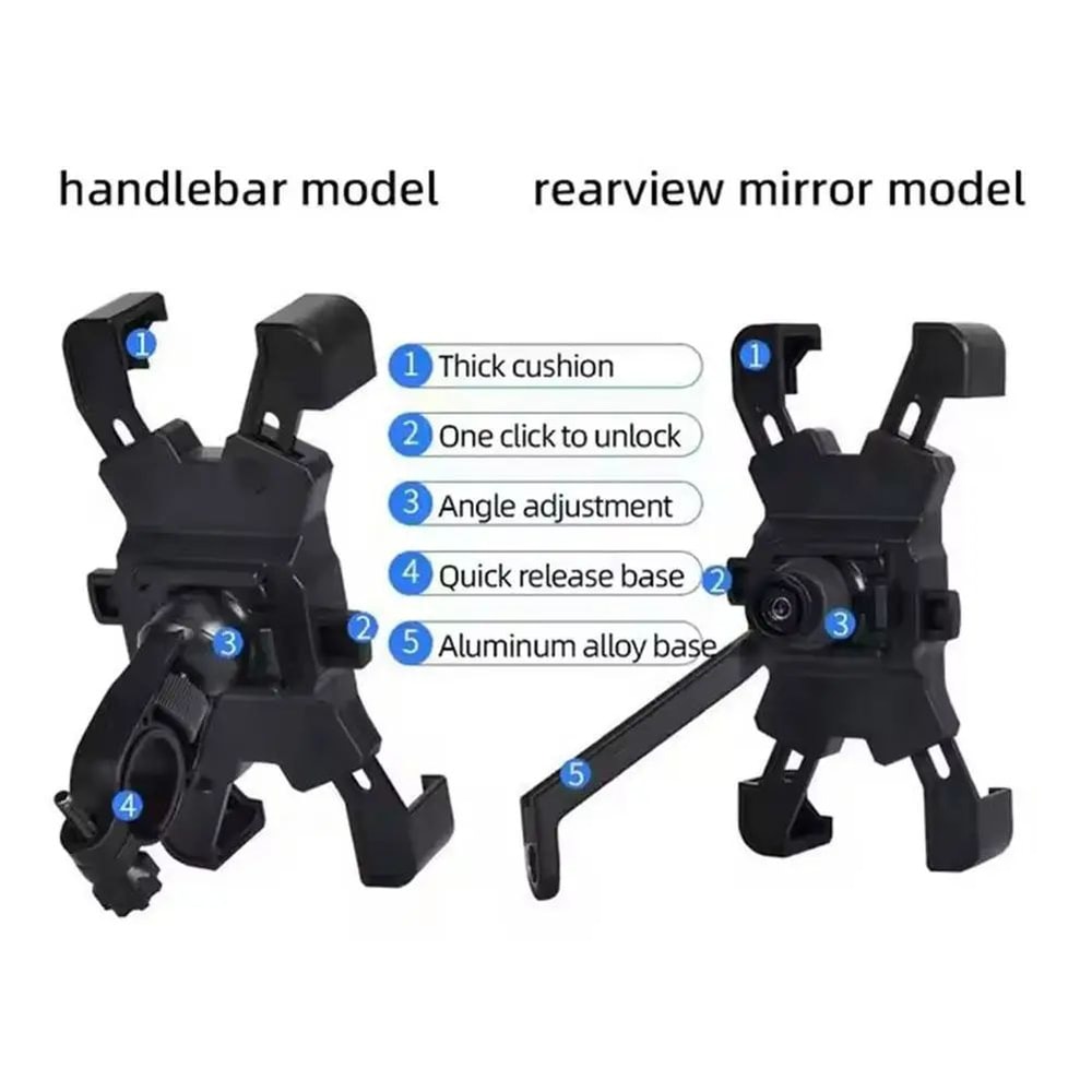 360 Rotating Motorcycle Phone Mount Handlebar Clamp Universal Bike Phone Holder For GPS And Smartp 5