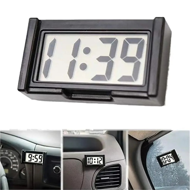 HighPrecision Mini Car Dashboard Digital Clock StickOn Portable LCD 3