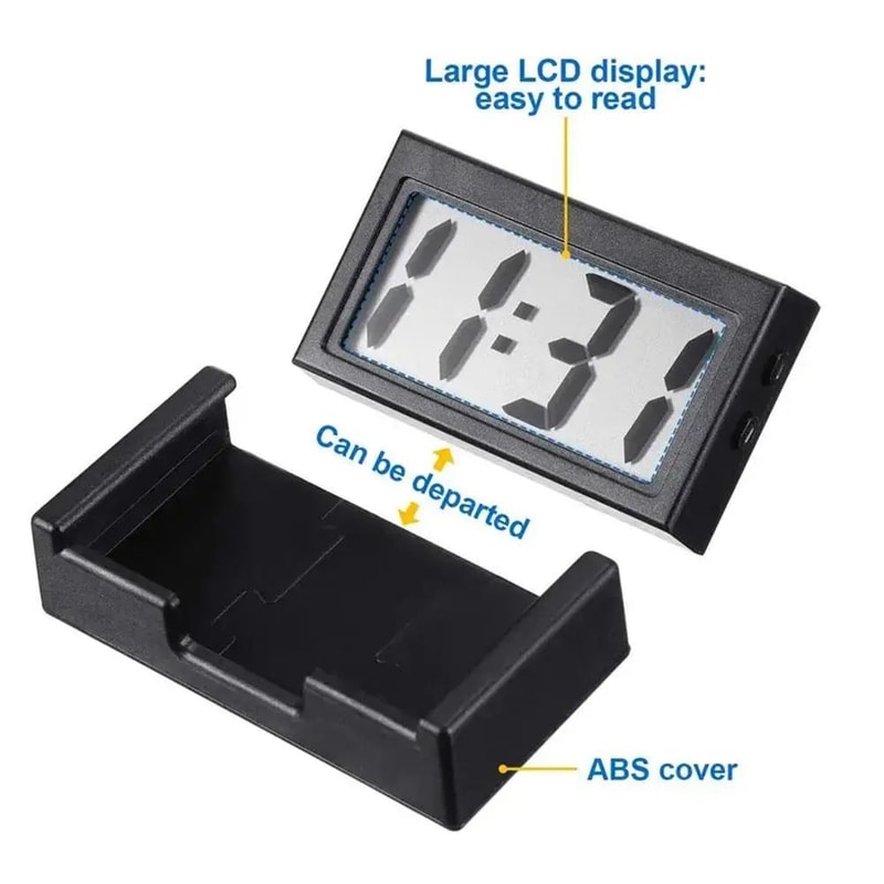 HighPrecision Mini Car Dashboard Digital Clock StickOn Portable LCD 4