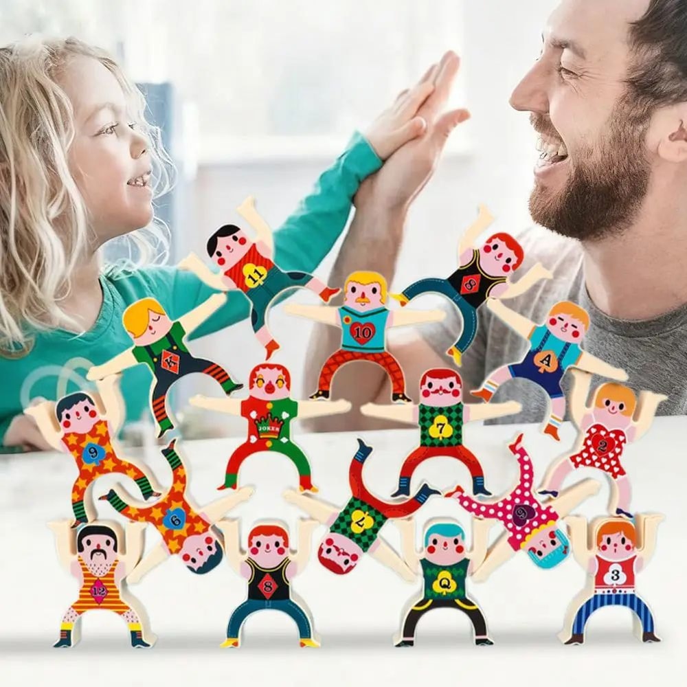 Montessori Wooden Balance Toy Stacking Board Toddler Balance Game Early Learning Puzzle 0