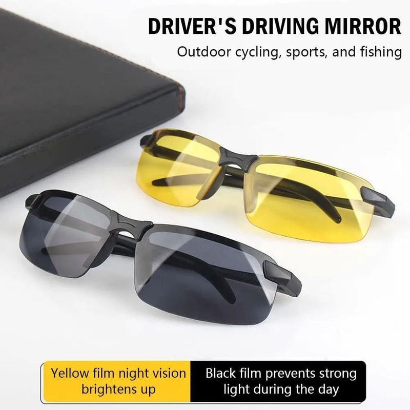 UltraLight Night Driving Glasses With Night Vision Glasses Yellow Lens Metal Frame AntiGlare Comfor 0