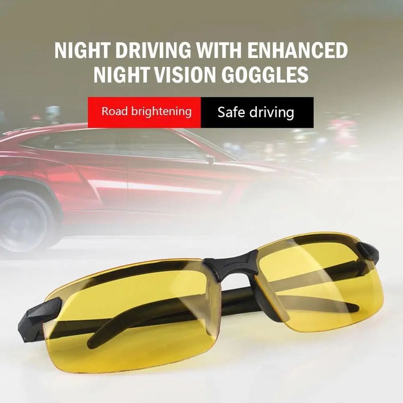 UltraLight Night Driving Glasses With Night Vision Glasses Yellow Lens Metal Frame AntiGlare Comfor 1