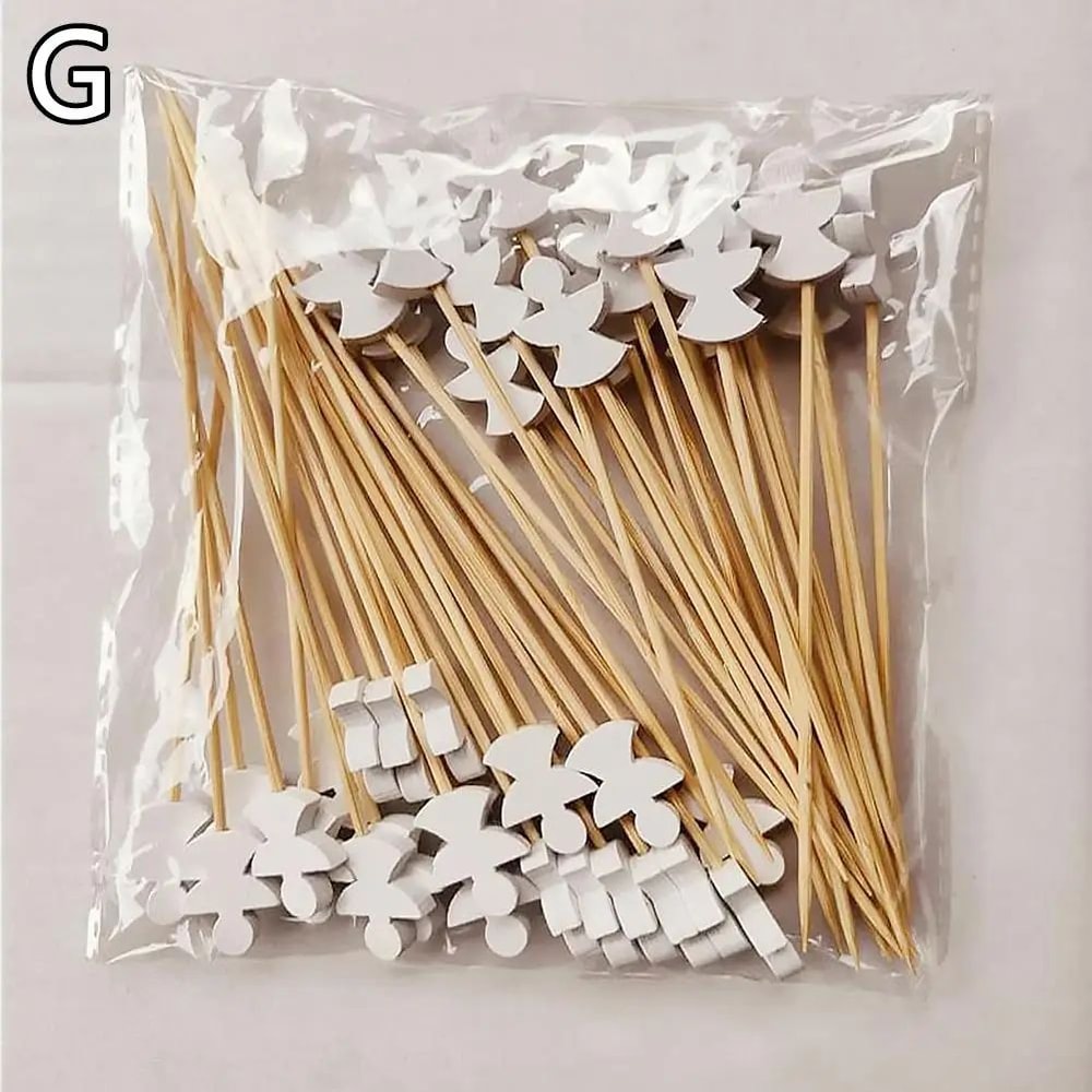 50Piece Christmas Fruit Picks Bamboo Party Fork Set With Santa Snowflake Tree Reindeer Designs 11