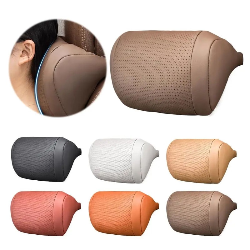 Ergonomic Memory Foam Car Headrest Pillow For Neck Support Breathable EasyInstall MultiColor 0