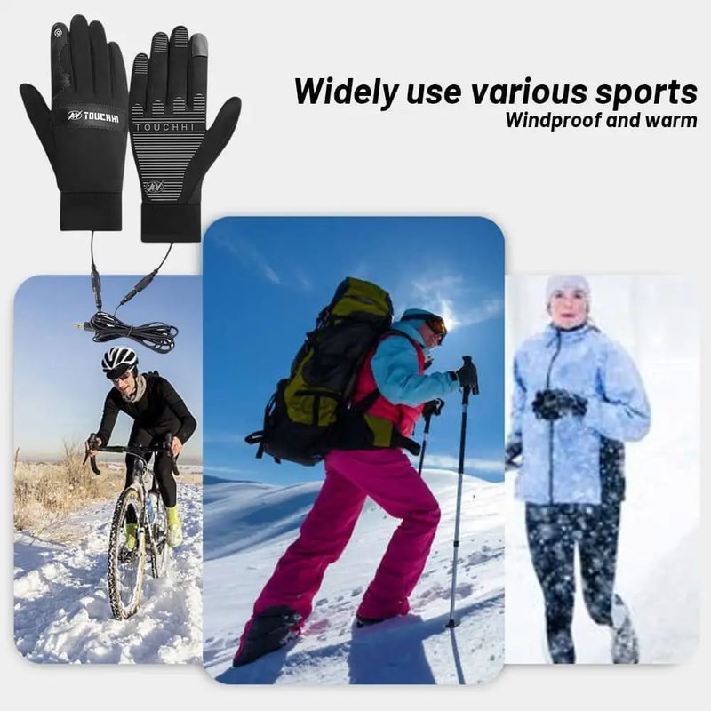 USB Heated Gloves For Men Women QuickWarm Velvet Lined Winter Gloves For Cycling Ski 1