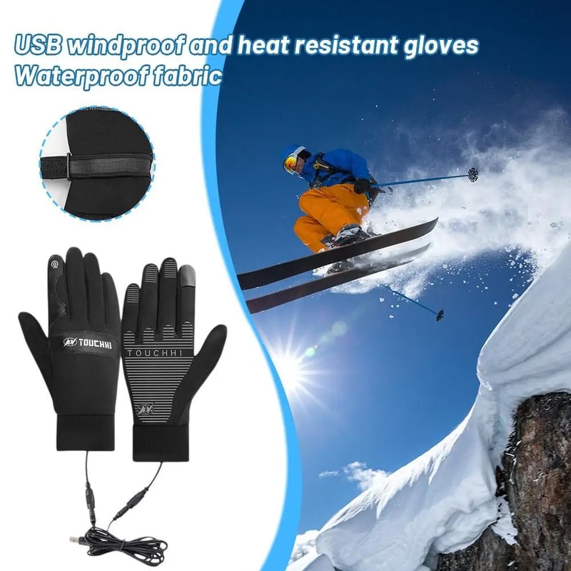 USB Heated Gloves For Men Women QuickWarm Velvet Lined Winter Gloves For Cycling Ski 4