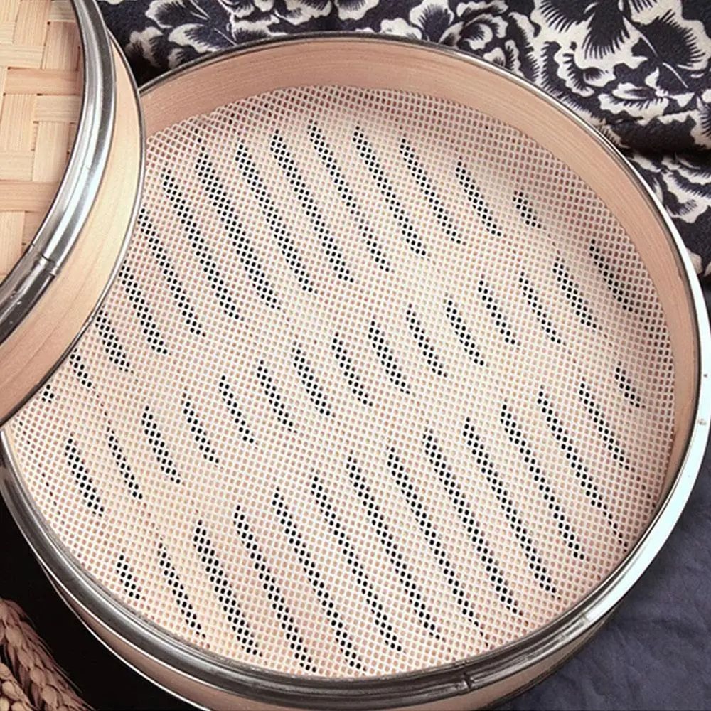 Reusable Silicone Steamer Liner Mat For Bamboo Steamers Dumplings Buns Round NonStick Mesh 2