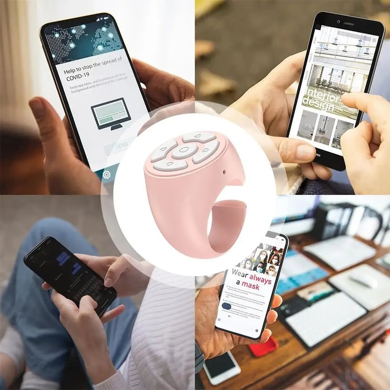 Bluetooth Ring Remote For Phone Tablet Page Turner Camera Shutter Controller 5