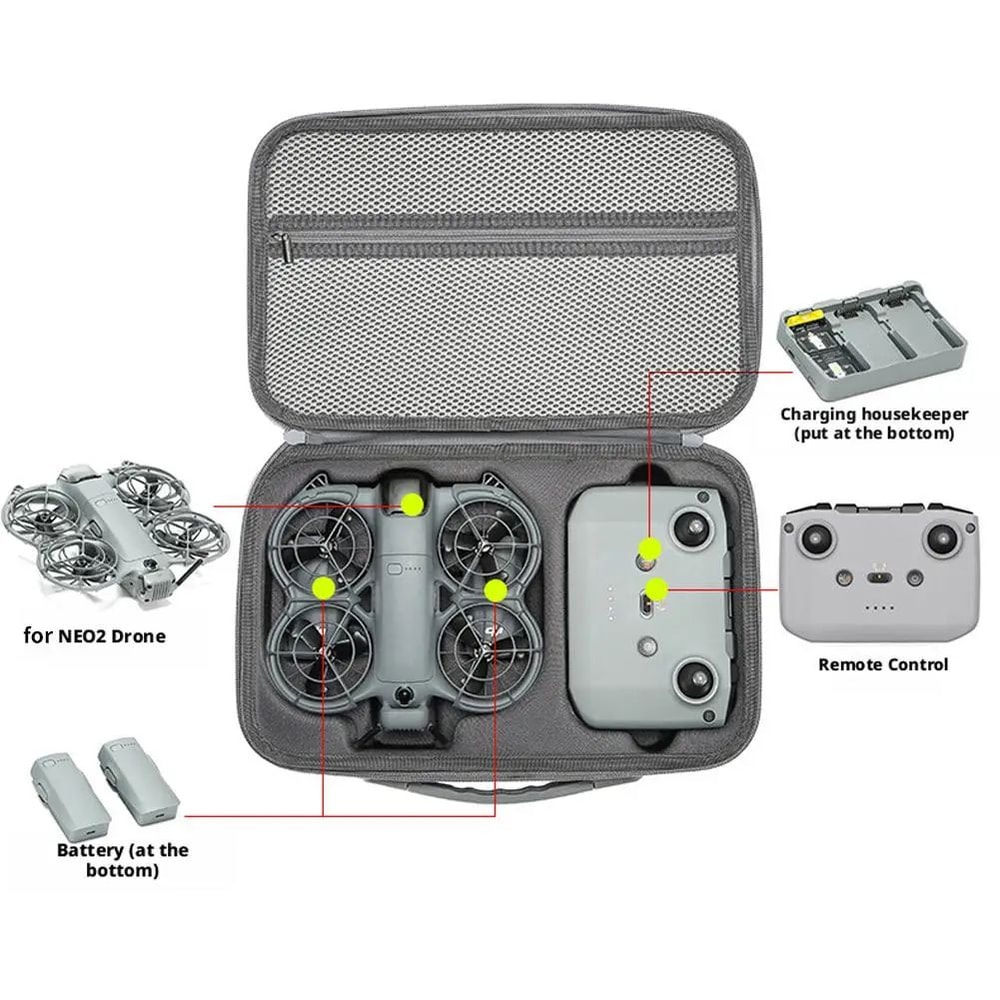 DJI Neo 2 Carrying Case Shockproof Drone Travel Case With Hard Shell Organization 3