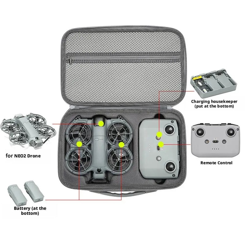DJI Neo 2 Carrying Case Shockproof Drone Travel Case With Hard Shell Organization 3