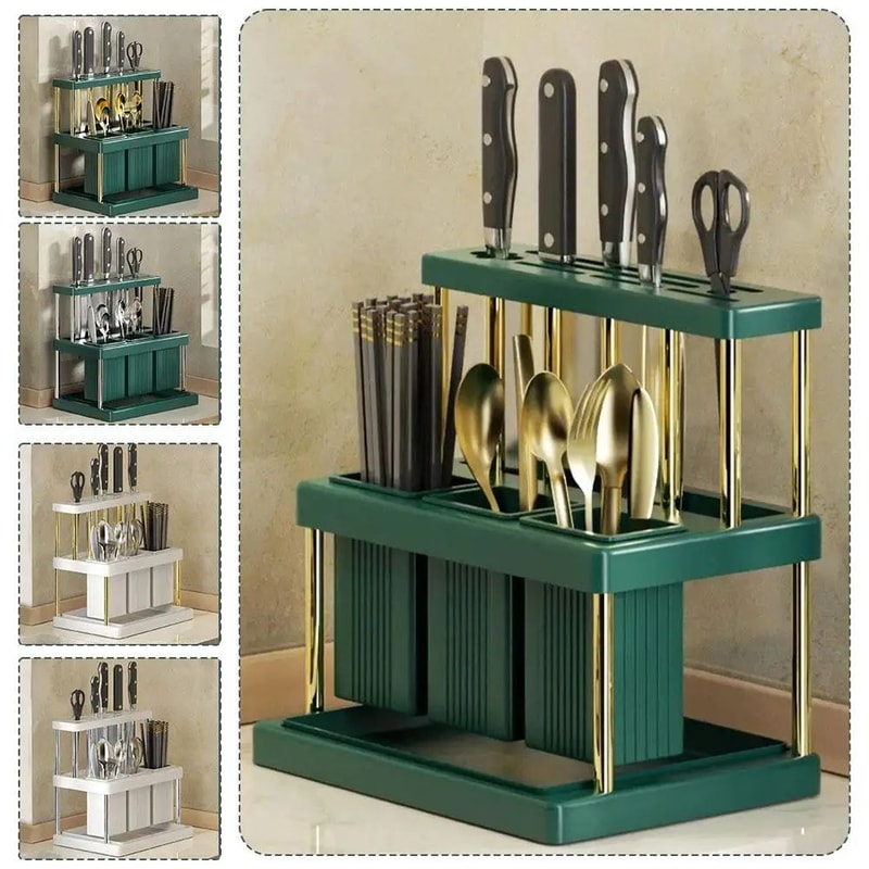 Cutlery Organizer Desktop Utensil Holder With Drainage LargeCapacity Silverware Drying Rack 1