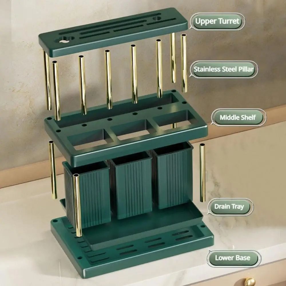 Cutlery Organizer Desktop Utensil Holder With Drainage LargeCapacity Silverware Drying Rack 2