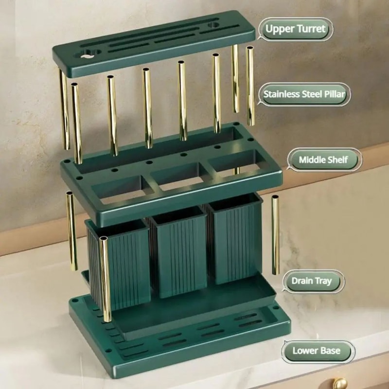 Cutlery Organizer Desktop Utensil Holder With Drainage LargeCapacity Silverware Drying Rack 2