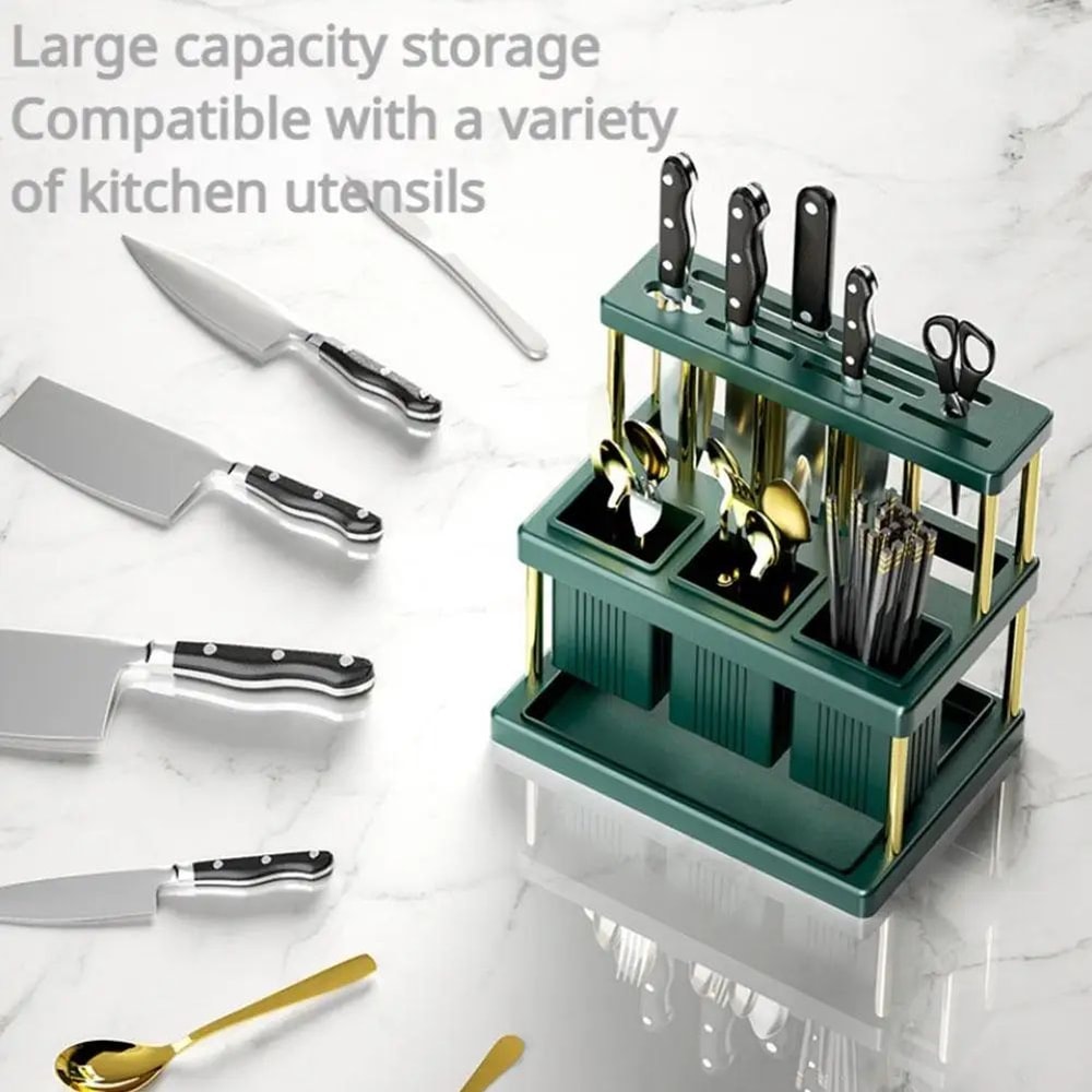 Cutlery Organizer Desktop Utensil Holder With Drainage LargeCapacity Silverware Drying Rack 4