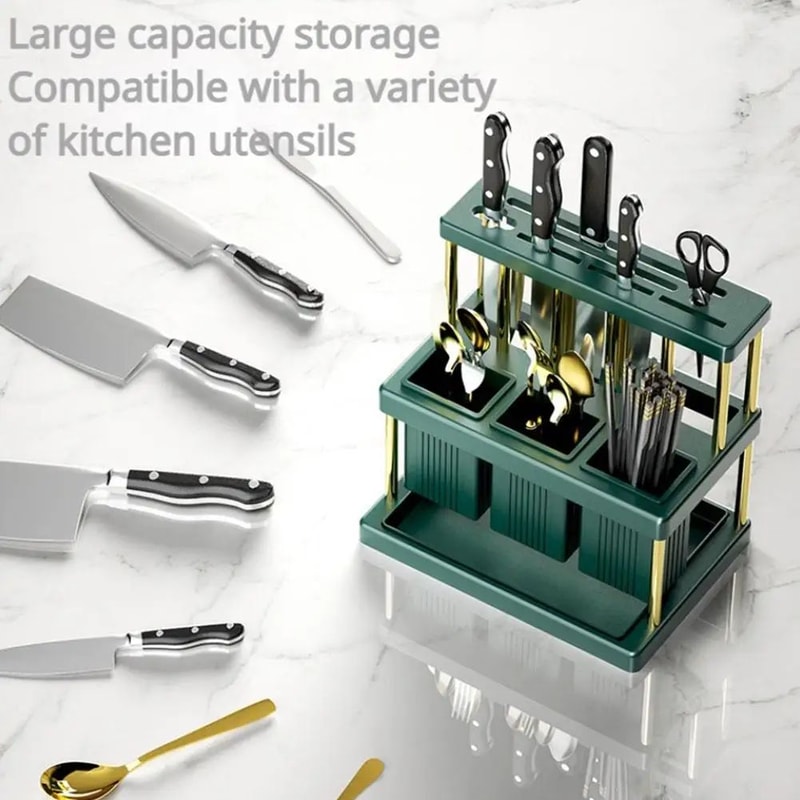 Cutlery Organizer Desktop Utensil Holder With Drainage LargeCapacity Silverware Drying Rack 4