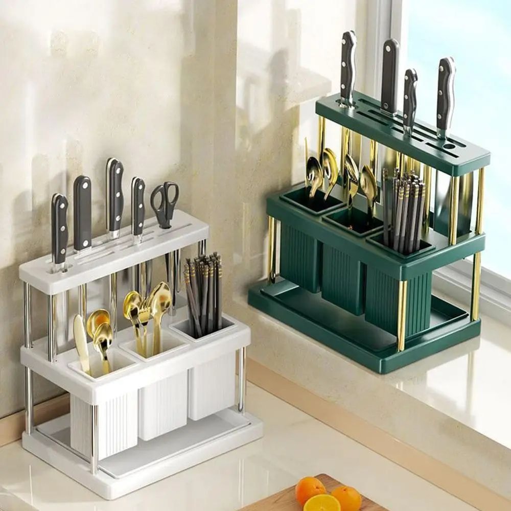 Cutlery Organizer Desktop Utensil Holder With Drainage LargeCapacity Silverware Drying Rack 5