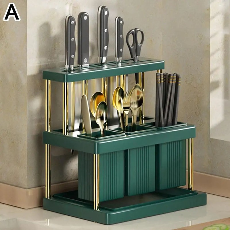 Cutlery Organizer Desktop Utensil Holder With Drainage LargeCapacity Silverware Drying Rack 6