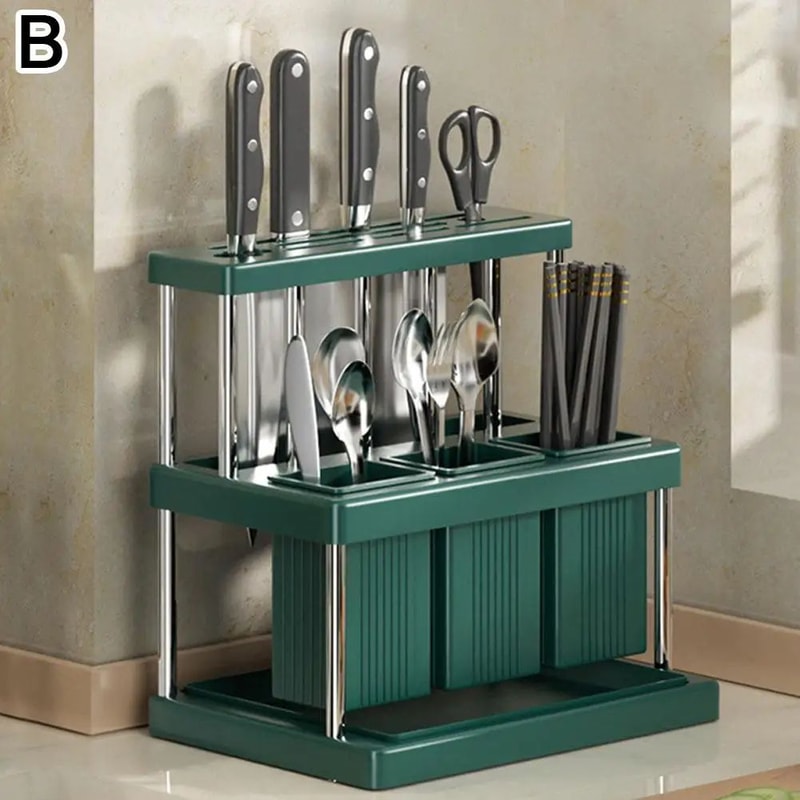 Cutlery Organizer Desktop Utensil Holder With Drainage LargeCapacity Silverware Drying Rack 7