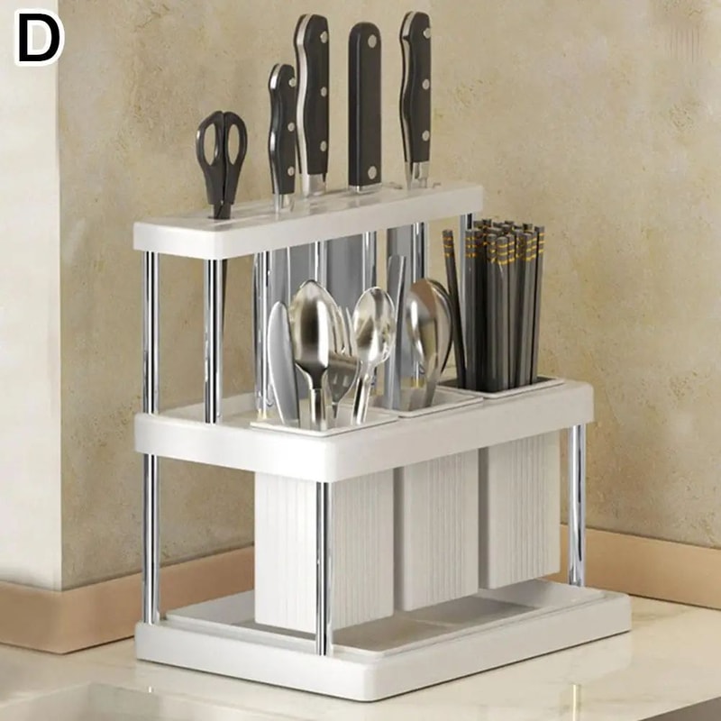 Cutlery Organizer Desktop Utensil Holder With Drainage LargeCapacity Silverware Drying Rack 9