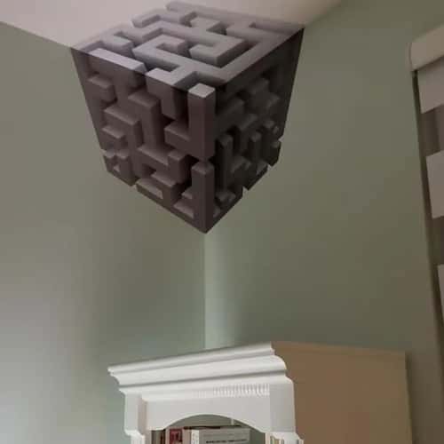 Impossible Corner 3D Optical Illusion Corner Wall Decal – Peel and Stick Wall Art