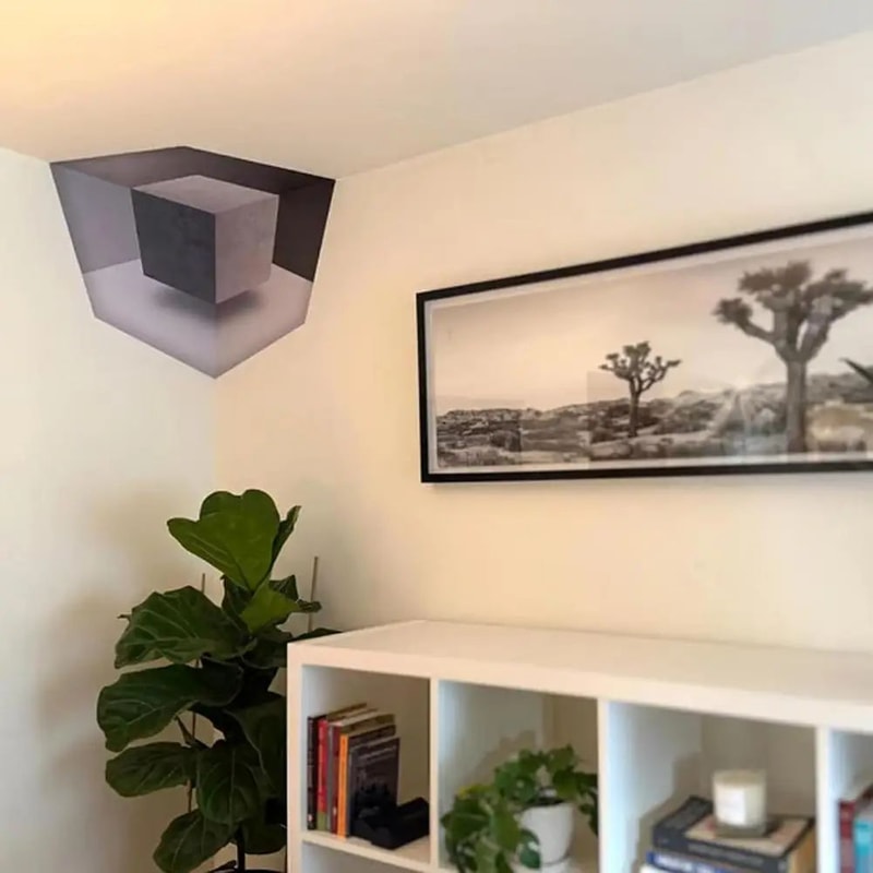 Impossible Corner 3D Optical Illusion Corner Wall Decal Peel And Stick Wall Art 3