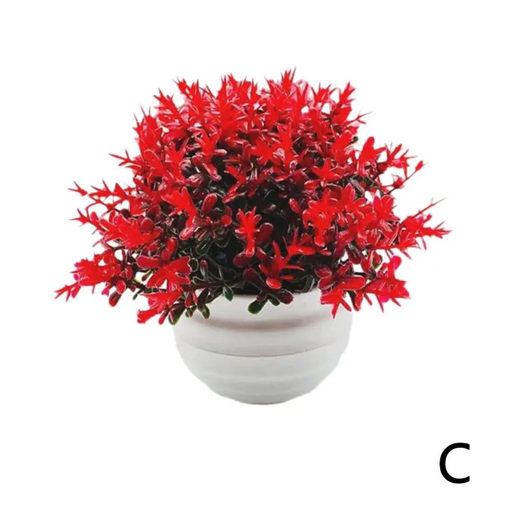 Mini Faux Bonsai Face Pot Desk Decor For Home Office Tabletop 7