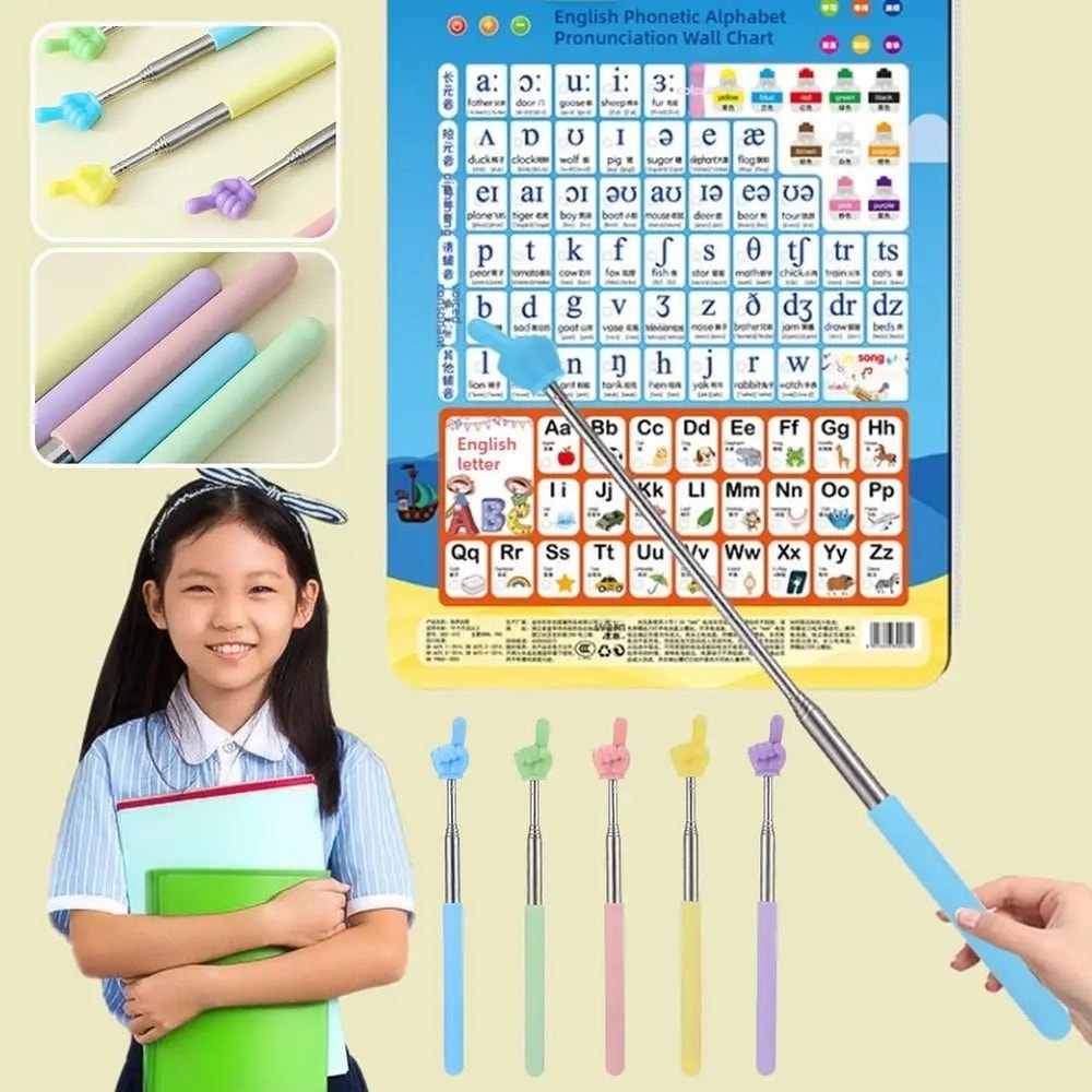 Retractable Teacher Pointer Telescopic Finger Stick Stainless Steel Whiteboard Pointer For Classro 2