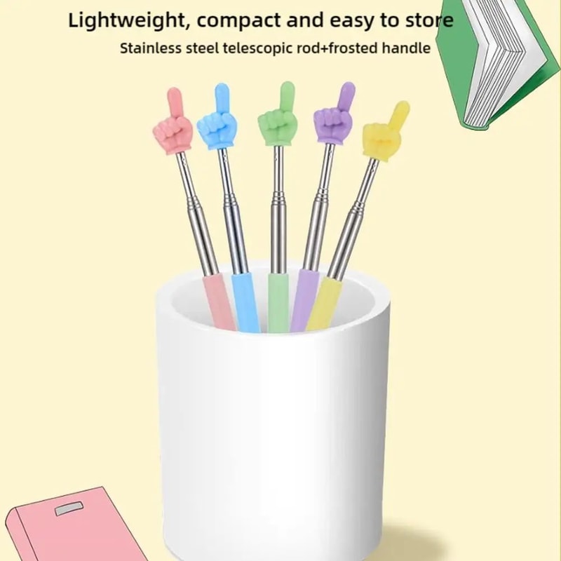 Retractable Teacher Pointer Telescopic Finger Stick Stainless Steel Whiteboard Pointer For Classro 4