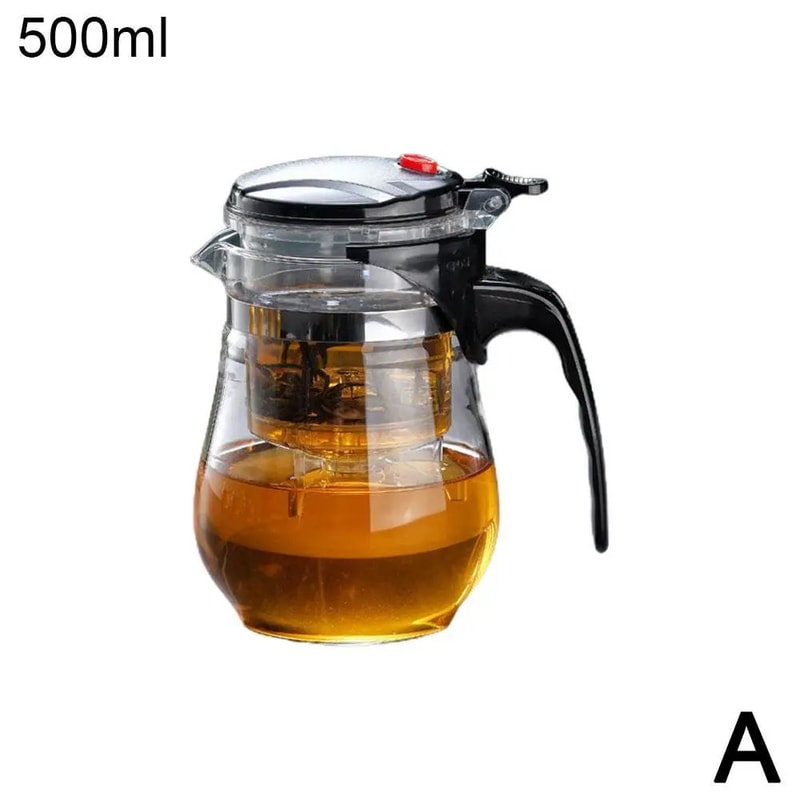 Heat Resistant Glass Teapot Set With Infuser Drum Shape Clear Tea Pot For Home Office 6