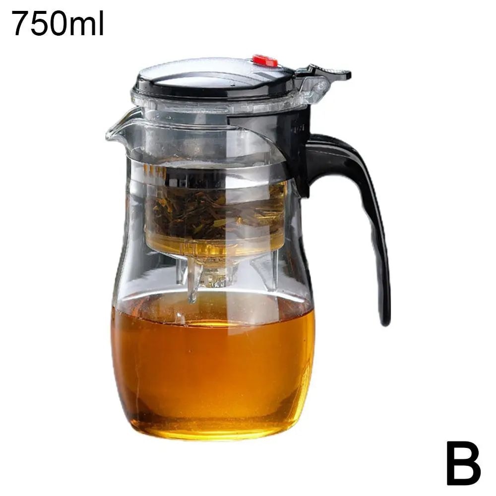 Heat Resistant Glass Teapot Set With Infuser Drum Shape Clear Tea Pot For Home Office 7