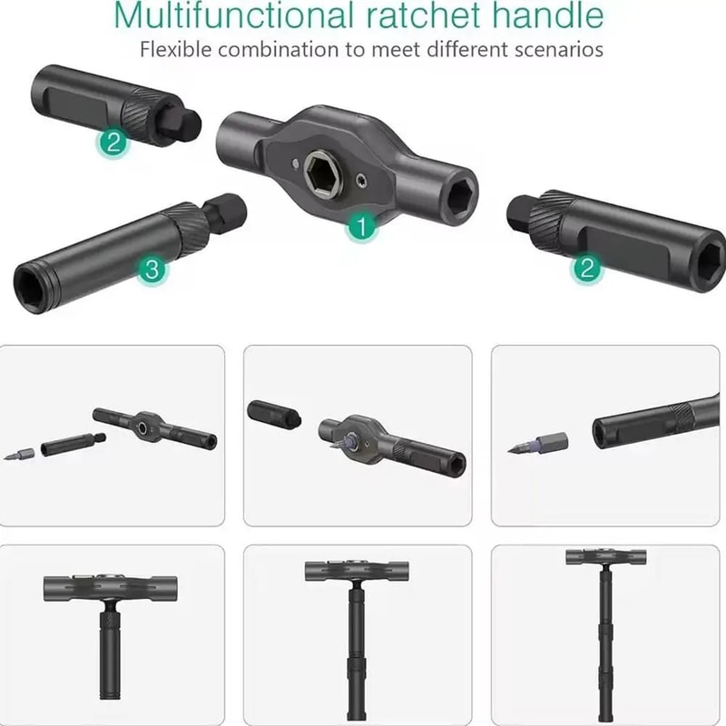 32in1 Ratcheting MultiBit Screwdriver Set With Magnetic Bits And S2 Steel 2