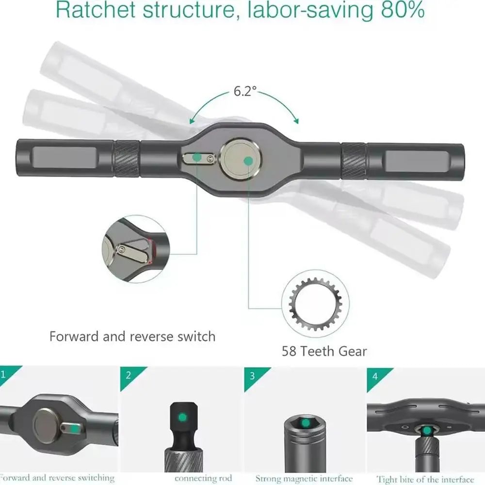 32in1 Ratcheting MultiBit Screwdriver Set With Magnetic Bits And S2 Steel 3