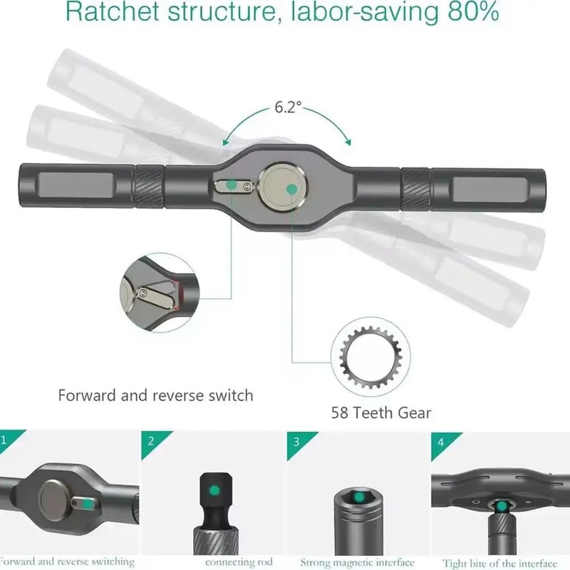 32in1 Ratcheting MultiBit Screwdriver Set With Magnetic Bits And S2 Steel 3