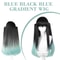 Muichiro Tokito Cosplay Wig BlacktoCyan Gradient HeatResistant Synthetic Anime Wig 0