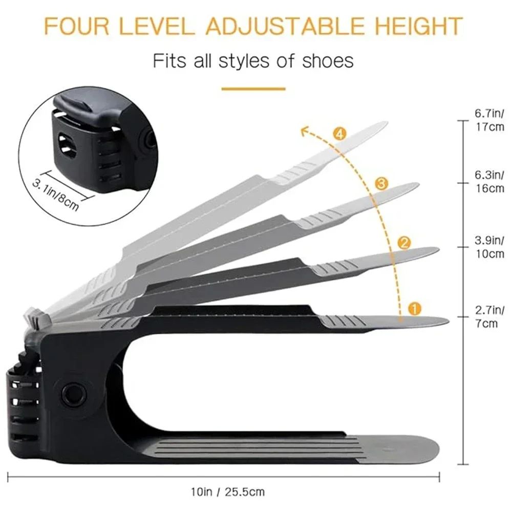 Adjustable Shoe Slots Organizer Set Double Layer Shoe Space Saver For Closet Cabinet 3