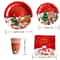 Christmas Party Tableware Set 10Pack Disposable Paper Plates And Cups With Napkins Banner Decor 2