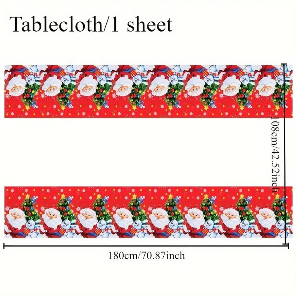 Christmas Party Tableware Set 10Pack Disposable Paper Plates And Cups With Napkins Banner Decor 9