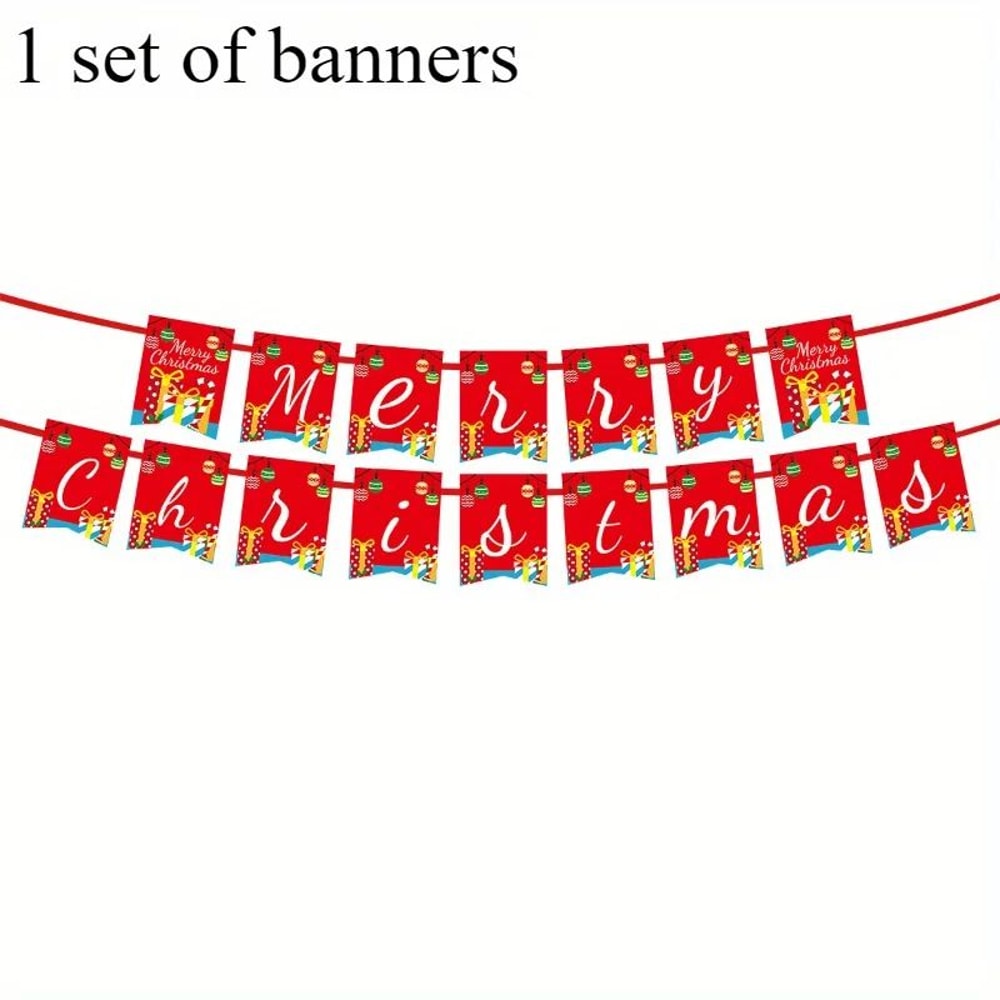 Christmas Party Tableware Set 10Pack Disposable Paper Plates And Cups With Napkins Banner Decor 10