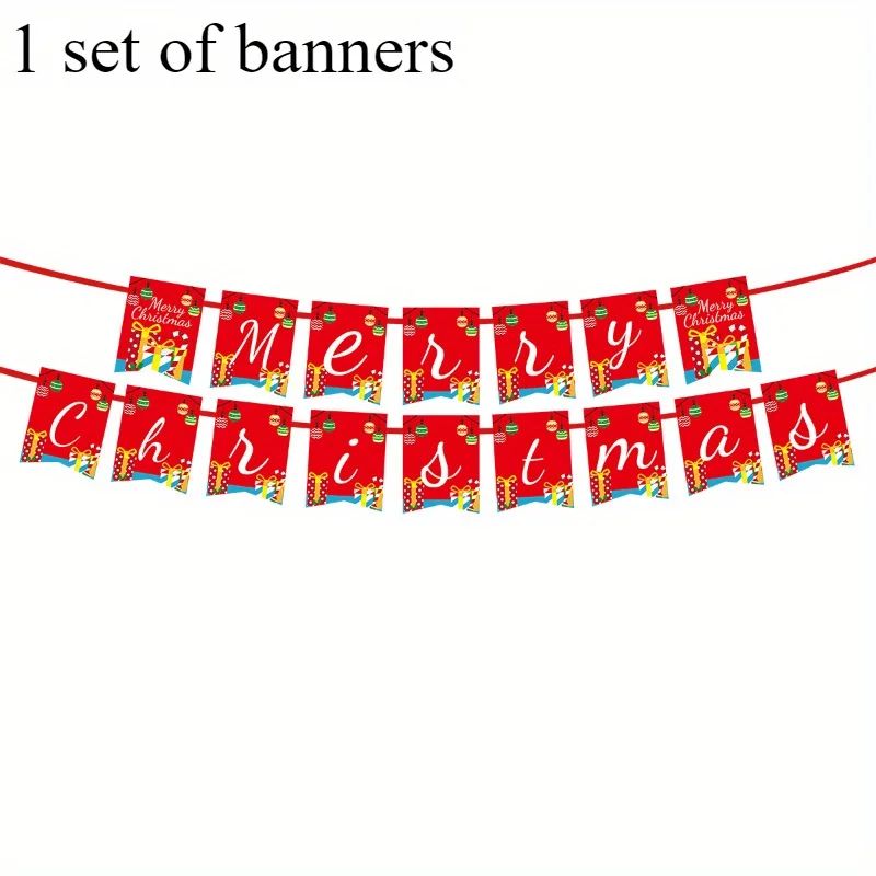 Christmas Party Tableware Set 10Pack Disposable Paper Plates And Cups With Napkins Banner Decor 10