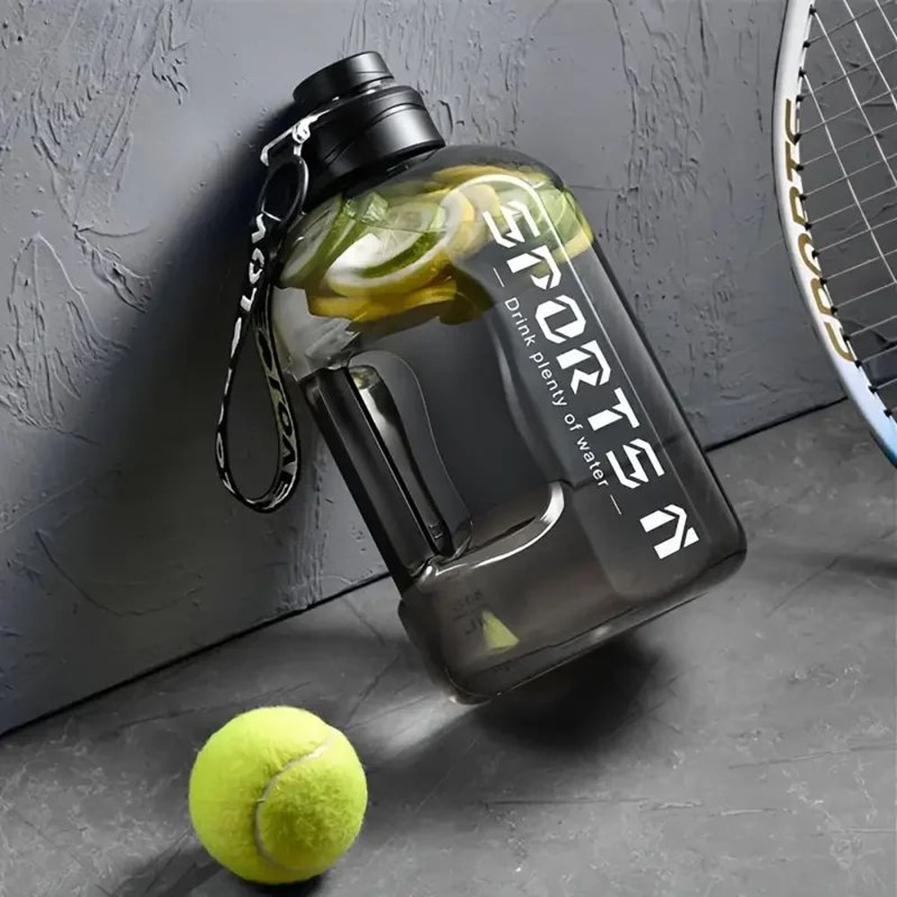 Hydration Tracker Large Capacity Sports Bottle With Time Markers Straw Lid 0