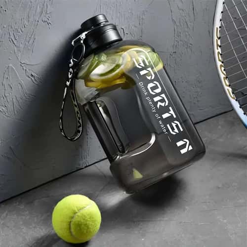 Hydration Tracker Large Capacity Sports Bottle with Time Markers & Straw Lid