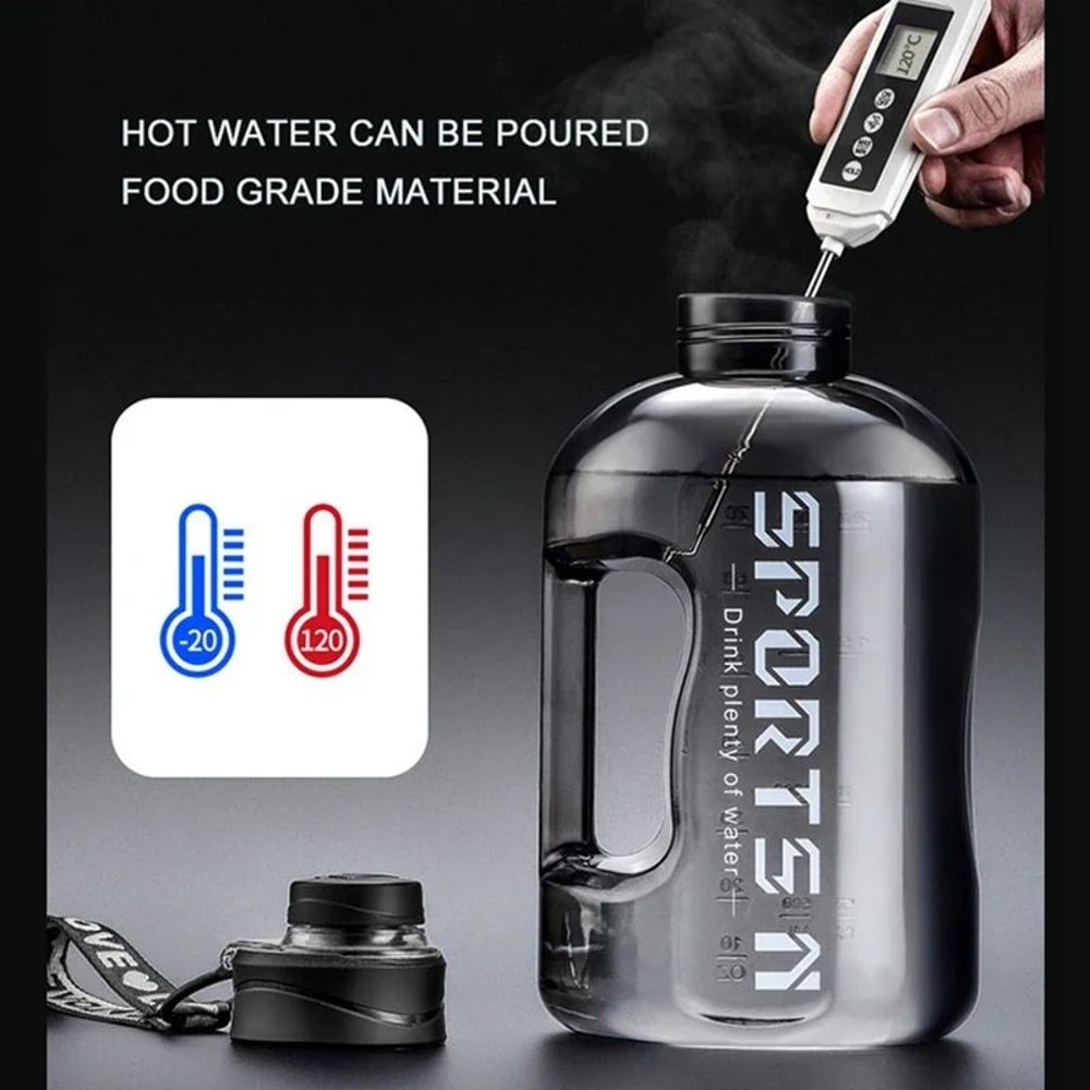Hydration Tracker Large Capacity Sports Bottle With Time Markers Straw Lid 3