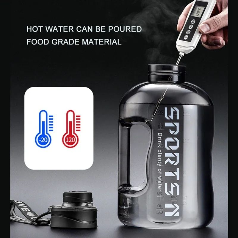 Hydration Tracker Large Capacity Sports Bottle With Time Markers Straw Lid 3